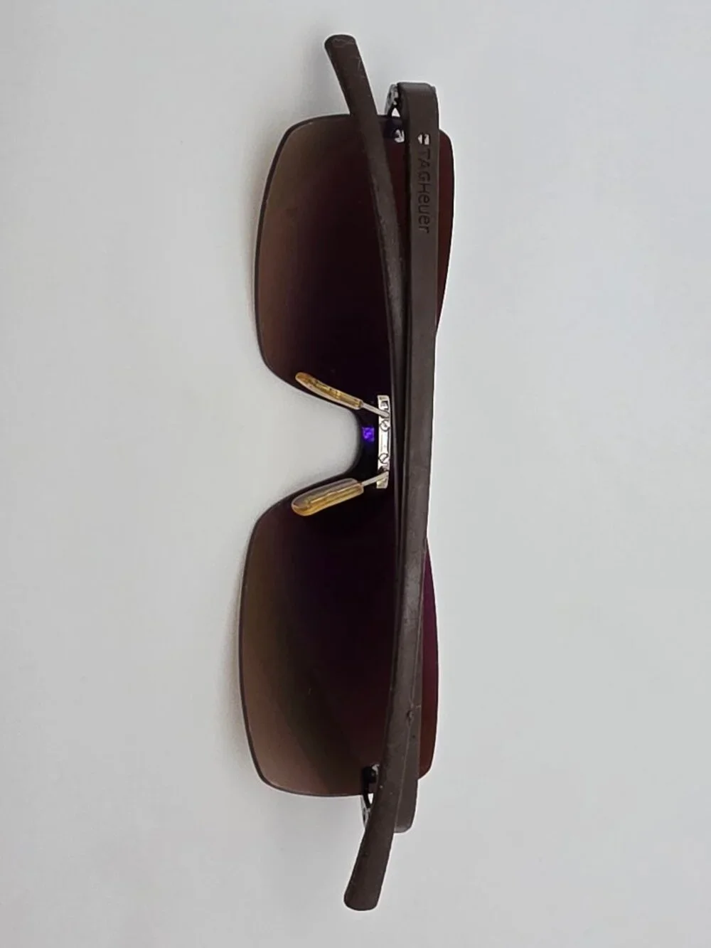 Tag Heuer TH7505 202 Brown Rubber Frame Brown Lens Rimless Sunglasses w/ Case